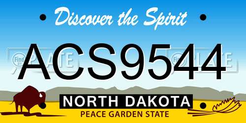 ACS9544 North Dakota License Plate