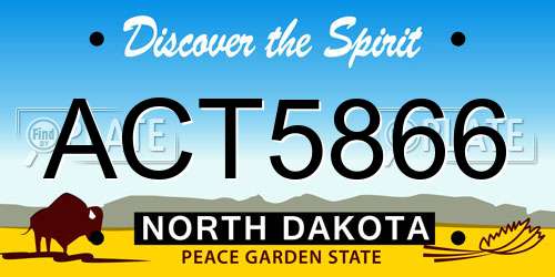 ACT5866 North Dakota License Plate