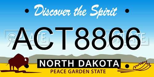 ACT8866 North Dakota License Plate