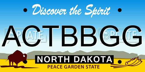 ACTBBGG North Dakota License Plate