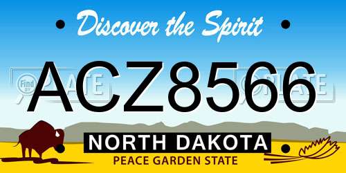 ACZ8566 North Dakota License Plate