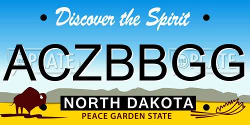 ACZBBGG North Dakota License Plate