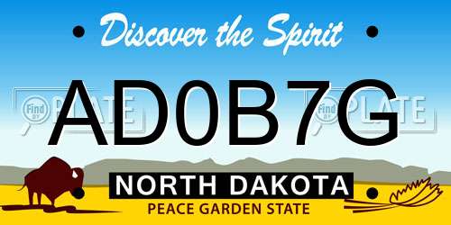AD0B7G North Dakota License Plate