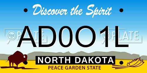AD0O1L North Dakota License Plate