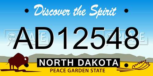 AD12548 North Dakota License Plate