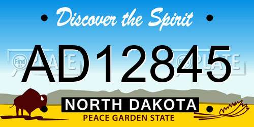 AD12845 North Dakota License Plate