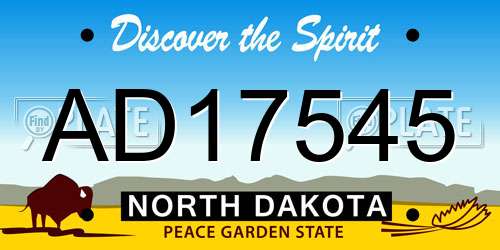 AD17545 North Dakota License Plate