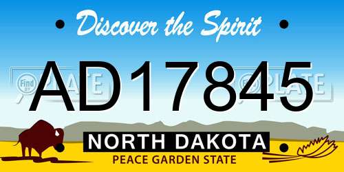 AD17845 North Dakota License Plate