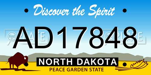 AD17848 North Dakota License Plate
