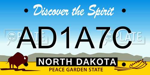AD1A7C North Dakota License Plate