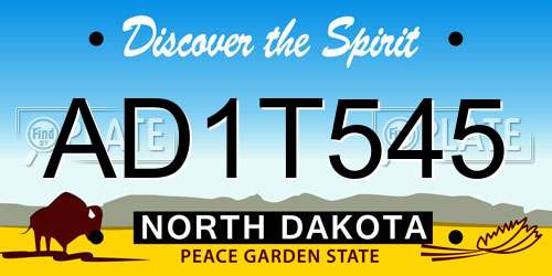 AD1T545 North Dakota License Plate