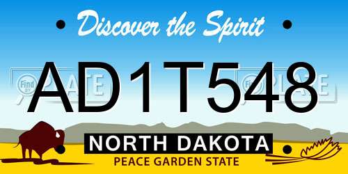 AD1T548 North Dakota License Plate