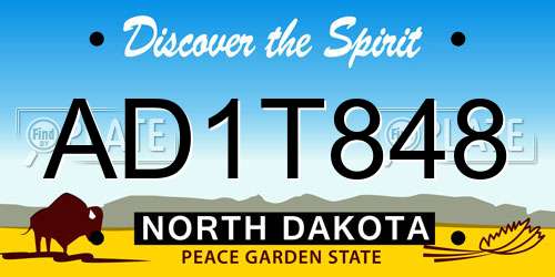 AD1T848 North Dakota License Plate