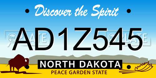 AD1Z545 North Dakota License Plate