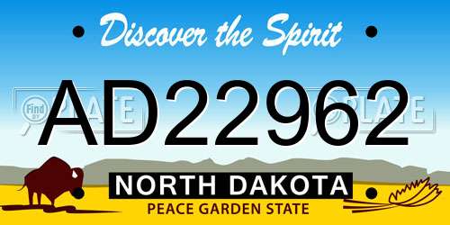 AD22962 North Dakota License Plate