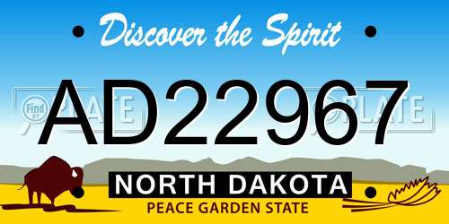 AD22967 North Dakota License Plate