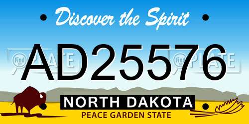 AD25576 North Dakota License Plate