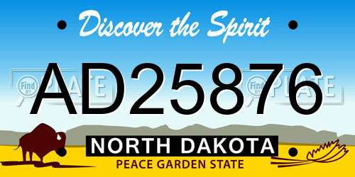 AD25876 North Dakota License Plate