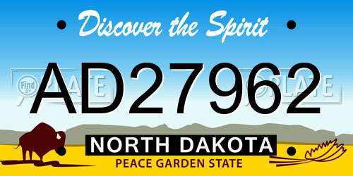 AD27962 North Dakota License Plate