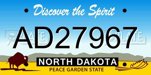 AD27967 North Dakota License Plate