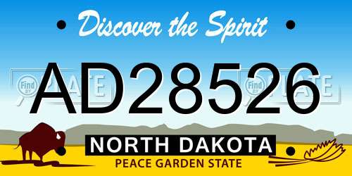 AD28526 North Dakota License Plate