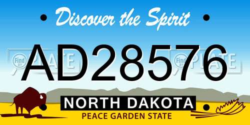 AD28576 North Dakota License Plate