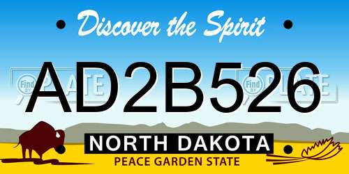 AD2B526 North Dakota License Plate