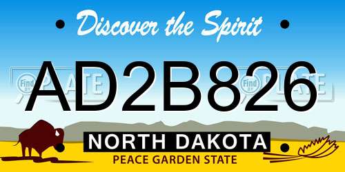 AD2B826 North Dakota License Plate