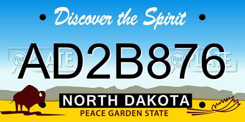 AD2B876 North Dakota License Plate