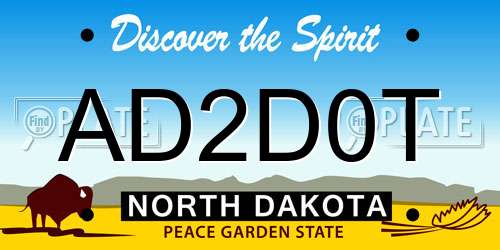 AD2D0T North Dakota License Plate