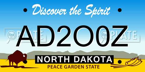 AD2O0Z North Dakota License Plate