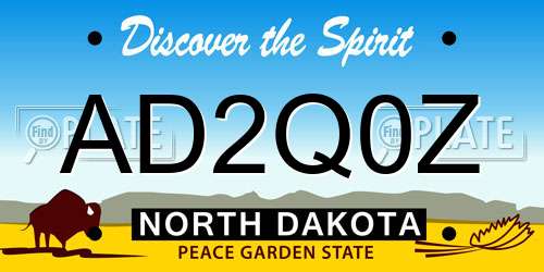 AD2Q0Z North Dakota License Plate