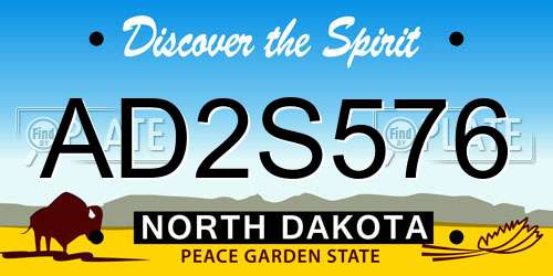 AD2S576 North Dakota License Plate