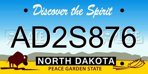 AD2S876 North Dakota License Plate