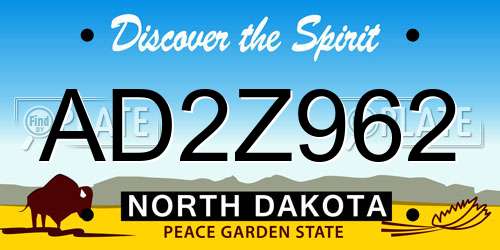 AD2Z962 North Dakota License Plate