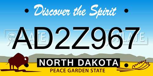 AD2Z967 North Dakota License Plate