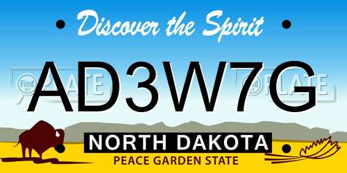 AD3W7G North Dakota License Plate