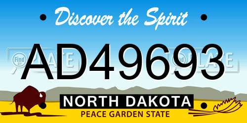 AD49693 North Dakota License Plate