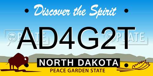AD4G2T North Dakota License Plate