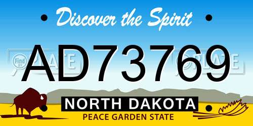 AD73769 North Dakota License Plate