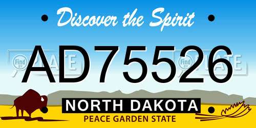 AD75526 North Dakota License Plate