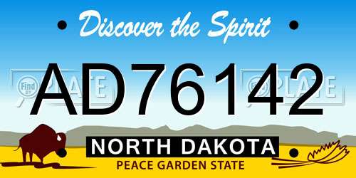 AD76142 North Dakota License Plate
