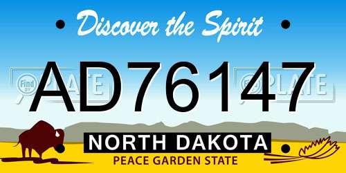AD76147 North Dakota License Plate
