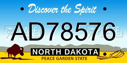 AD78576 North Dakota License Plate