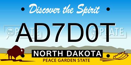 AD7D0T North Dakota License Plate