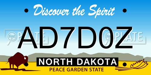AD7D0Z North Dakota License Plate