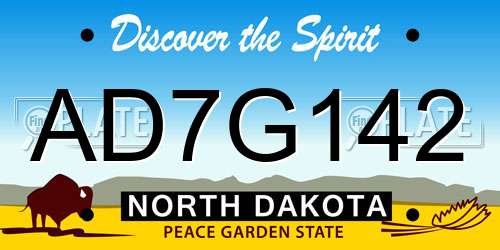AD7G142 North Dakota License Plate