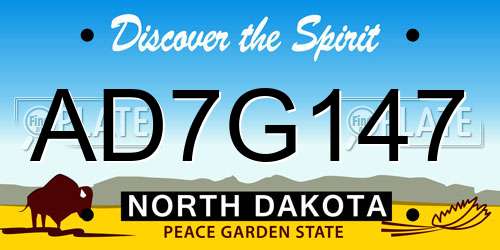 AD7G147 North Dakota License Plate