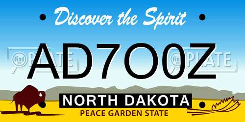 AD7O0Z North Dakota License Plate