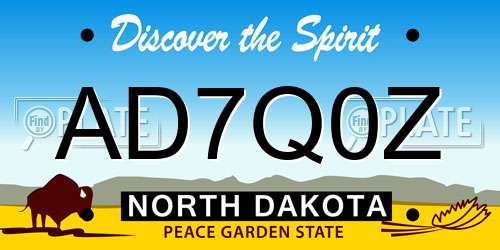 AD7Q0Z North Dakota License Plate